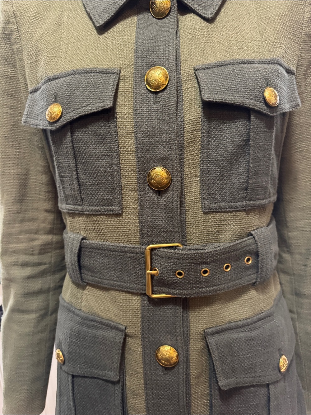 Veronica Beard Sonoma in Army & Loden Olive Military-Style Belted Jacket Size 6 - Picture 4 of 16